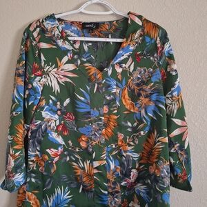 Green Floral Women's Blouse